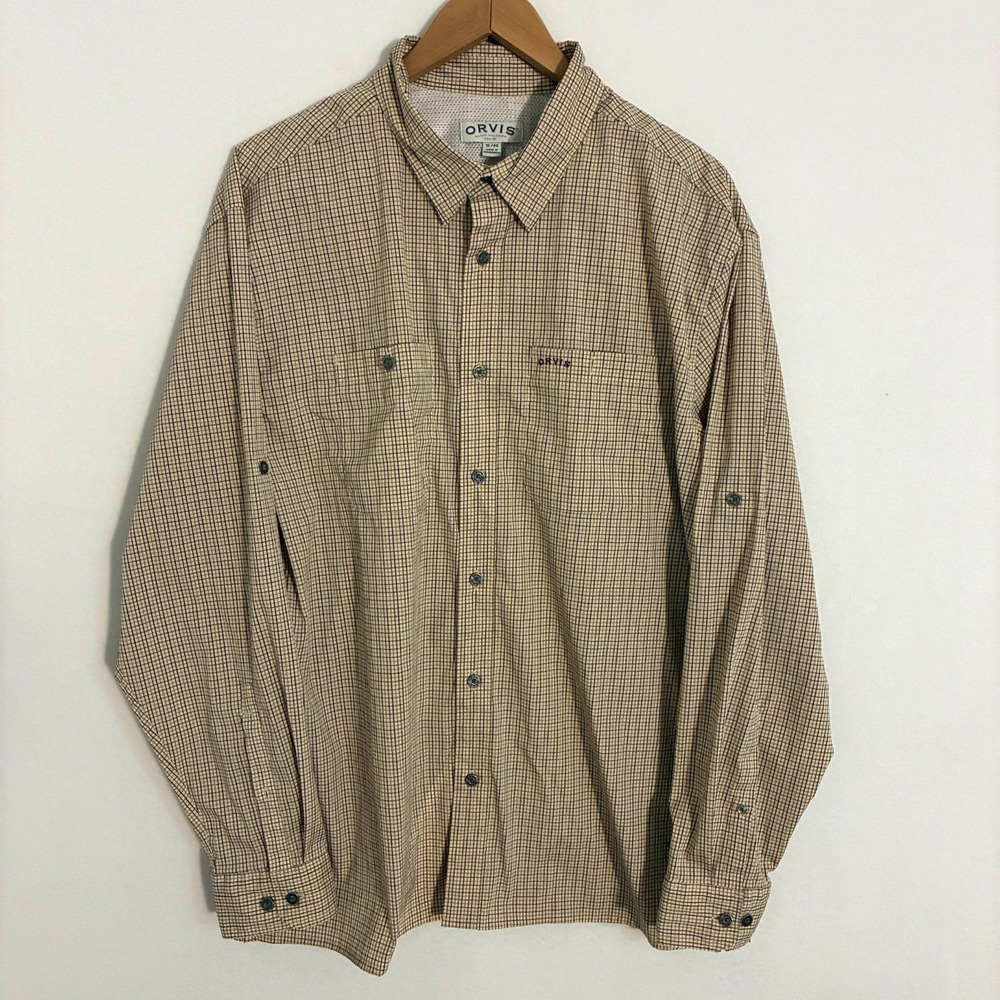 Orvis Shirt Mens XL Check Roll Sleeve Vented Lightweight Fish Gorpcore Outdoors